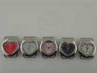 12 Silver Tone  Color  Watch Faces with Heart Shape