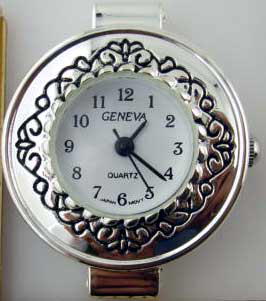 12 silver tone beading watch faces