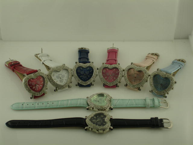 6 Leather  band watches with Rhinestones